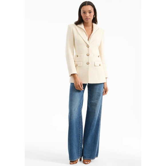 Veronica Beard Terre Cotton Dickey Jacket Off-White Single-Breasted Jacket 2 - Picture 6 of 16
